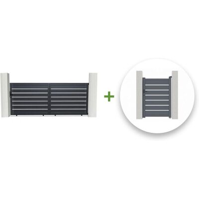 Casanoov - Kit de porte coulissante 3,5 m Vogel 350x140cm + porte piéton Vogel 100x140cm - Kit porte coulissante - Publicité Casanoov - Kit de porte coulissante 3,5 m Vogel 350x140cm + porte piéton Vogel 100x140cm - Kit porte coulissante - Publicité