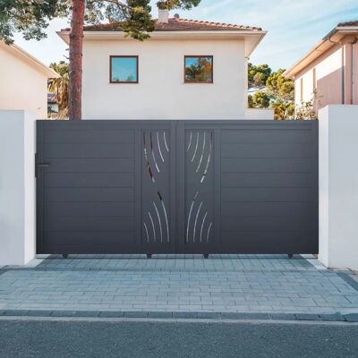 Puerta corredera de aluminio Casanoov - Patrón Naturaleza - 3m, 298x147cm Puerta corredera de aluminio Casanoov - Patrón Naturaleza - 3m, 298x147cm