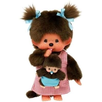 Bandai Monchhichi Mamma & Baby Gosedjursleksak - 20cm Bandai Monchhichi Mamma & Baby Gosedjursleksak - 20cm