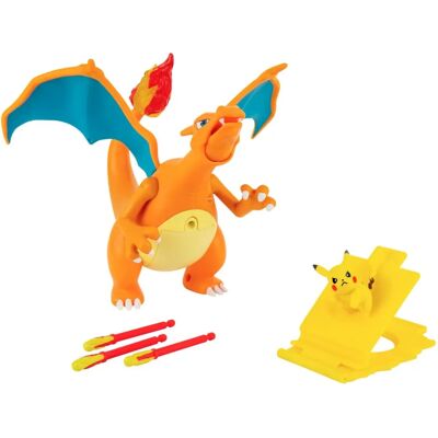 Figura Pokémon Deluxe Pikachu e Charizard da Bandai - Luzes e Sons Interativos Figura Pokémon Deluxe Pikachu e Charizard da Bandai - Luzes e Sons Interativos