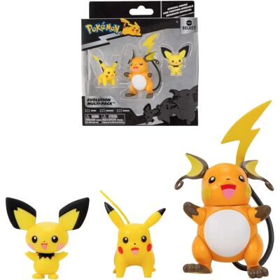 Pack de Figurines Pokémon Évolution - Pichu, Pikachu, Raichu - Publicité Pack de Figurines Pokémon Évolution - Pichu, Pikachu, Raichu - Publicité