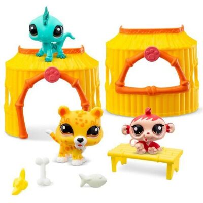 Bandai Littlest Pet Shop - Conjunto Tiki Jungle Bandai Littlest Pet Shop - Conjunto Tiki Jungle
