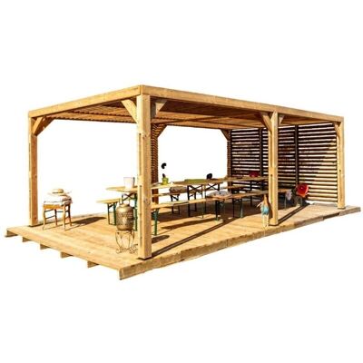 Pérgola en Madera Tratada a Alta Temperatura Habrita - 20,93m² - Certificado PEFC Francés Pérgola en Madera Tratada a Alta Temperatura Habrita - 20,93m² - Certificado PEFC Francés
