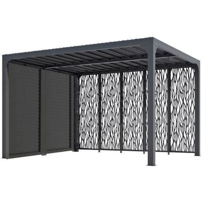 Foresta - Pergola bioclimatique en aluminium 360x300cm avec lames et panneaux - Gris anthracite - Publicité Foresta - Pergola bioclimatique en aluminium 360x300cm avec lames et panneaux - Gris anthracite - Publicité