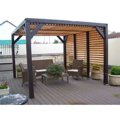 Pérgola de madera Habrita con lamas ajustables - 10.57m² - Pérgola Pérgola de madera Habrita con lamas ajustables - 10.57m² - Pérgola
