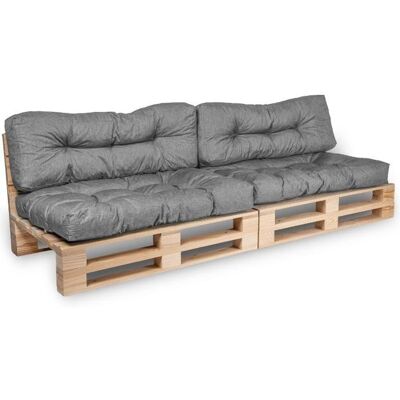 Ensemble de coussins en polyester pour palettes - 120x80cm/120x40cm - Gris - Publicité Ensemble de coussins en polyester pour palettes - 120x80cm/120x40cm - Gris - Publicité