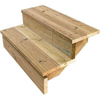 VINUOVO Außenleiter aus Holz - Verstellbar 37cm, 2 Stufen, 80cm Breit - Außentreppe VINUOVO Außenleiter aus Holz - Verstellbar 37cm, 2 Stufen, 80cm Breit - Außentreppe