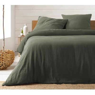 Promo Linge Zielony Bawełniany Gaze Zestaw Pościeli - Podwójne Łóżko 240x220cm Promo Linge Zielony Bawełniany Gaze Zestaw Pościeli - Podwójne Łóżko 240x220cm