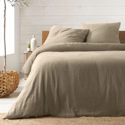 Promo Linge Angelina Beżowy Zestaw do łóżka z gazą bawełnianą - Zestaw łóżko Promo Linge Angelina Beżowy Zestaw do łóżka z gazą bawełnianą - Zestaw łóżko