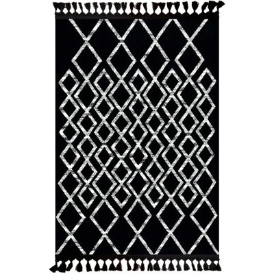 Mani Textile Tapis Ethnique Chic Noir - 120 x 180 cm - Publicité Mani Textile Tapis Ethnique Chic Noir - 120 x 180 cm - Publicité