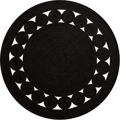 Mani Textile LEYLIM Binnen Tapijt - Zwart - 90x90 cm Mani Textile LEYLIM Binnen Tapijt - Zwart - 90x90 cm