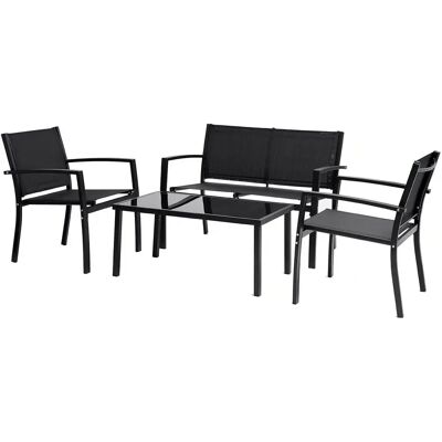 Habitat et Jardin Zestaw niskich mebli ogrodowych - Len - 4 miejsca - Czarny Habitat et Jardin Zestaw niskich mebli ogrodowych - Len - 4 miejsca - Czarny