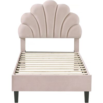 Habitat et Jardin Lit en velours 'Manon' - Beige - 90 x 190 cm - Publicité Habitat et Jardin Lit en velours 'Manon' - Beige - 90 x 190 cm - Publicité