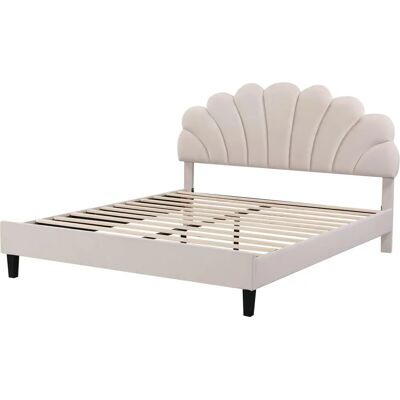 Habitat et Jardin - Lit en velours Manon - Beige - 140x190cm - Lit - Publicité Habitat et Jardin - Lit en velours Manon - Beige - 140x190cm - Lit - Publicité
