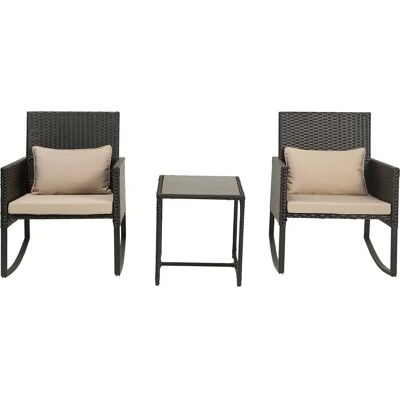 Zestaw mebli ogrodowych Habitat Et Jardin - Rattan z żywicy, 2 krzesła i stół - Czarny Zestaw mebli ogrodowych Habitat Et Jardin - Rattan z żywicy, 2 krzesła i stół - Czarny