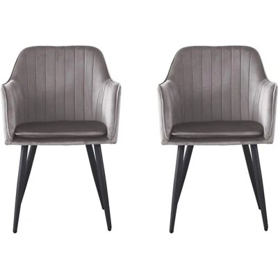 Velma Gris Conjunto de 2 Sillones de Terciopelo - Sillas Velma Gris Conjunto de 2 Sillones de Terciopelo - Sillas