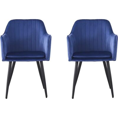 Ensemble de 2 chaises Velma en velours - Bleu - Vintage Chic - Publicité Ensemble de 2 chaises Velma en velours - Bleu - Vintage Chic - Publicité