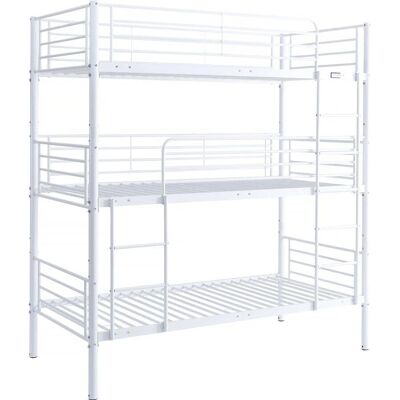Havin Drievoudige Metalen Stapelbed - 3 Plaatsen - Wit Havin Drievoudige Metalen Stapelbed - 3 Plaatsen - Wit