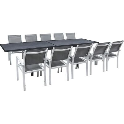 Zestaw Ogrodowy Lagos - Rozkładany, 10 Krzeseł, Ciemnoszary Zestaw Ogrodowy Lagos - Rozkładany, 10 Krzeseł, Ciemnoszary