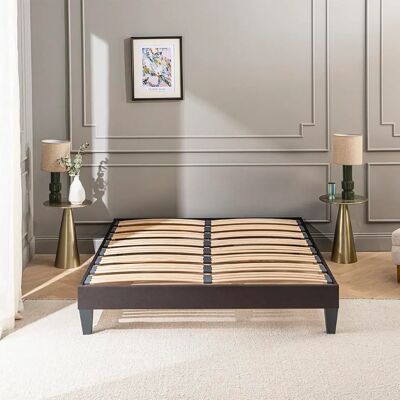 Base de matelas Olymppe - Sommier à lattes en bois pour 2 - Gris anthracite - 200x220cm - Publicité Base de matelas Olymppe - Sommier à lattes en bois pour 2 - Gris anthracite - 200x220cm - Publicité