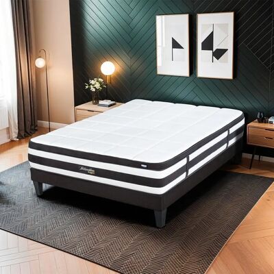 Bellecour Fontainebleau 140x190cm - Matelas à ressorts ensachés - Blanc - Ferme - Publicité Bellecour Fontainebleau 140x190cm - Matelas à ressorts ensachés - Blanc - Ferme - Publicité