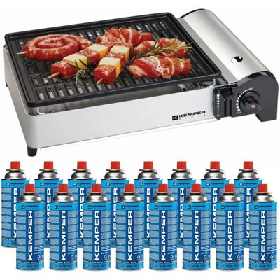 Barbecue à gaz Kemper portable 1900W - Antiadhésif, 16 cartouches - Publicité Barbecue à gaz Kemper portable 1900W - Antiadhésif, 16 cartouches - Publicité