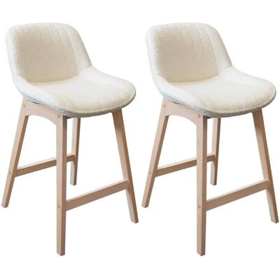 MOB-IN Taburetes de roble - 65cm de altura, asiento de tela - Pack de 2 MOB-IN Taburetes de roble - 65cm de altura, asiento de tela - Pack de 2