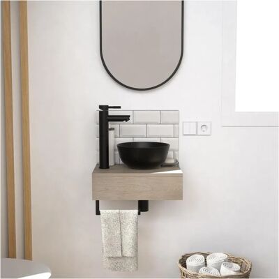 Mob-In SOHO - lavabo negro mate - unidad mural 40 cm Mob-In SOHO - lavabo negro mate - unidad mural 40 cm