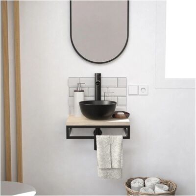 Mob-In - SOHO - Decor roble - Metal negro - Lavabo de baño Mob-In - SOHO - Decor roble - Metal negro - Lavabo de baño