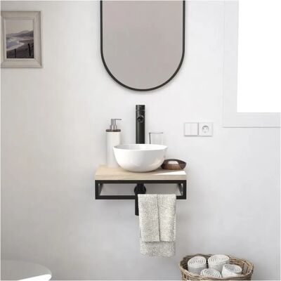 Mob-In - SOHO - Decoración roble - Lavabo blanco - Bathroom vanity Mob-In - SOHO - Decoración roble - Lavabo blanco - Bathroom vanity