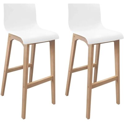 Taburete de bar MOB-IN 75cm patas de roble asiento blanco - Lote de 2 Taburete de bar MOB-IN 75cm patas de roble asiento blanco - Lote de 2