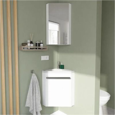 Conjunto de lavabo de esquina Mob-in blanco - Lavabo y espejo - Muebles de baño Conjunto de lavabo de esquina Mob-in blanco - Lavabo y espejo - Muebles de baño