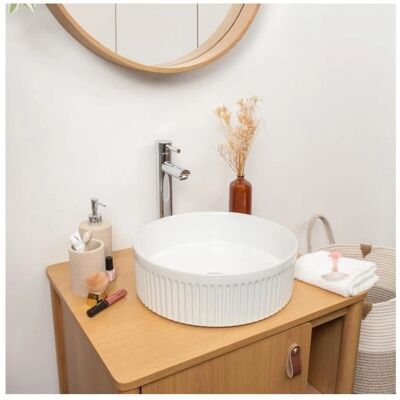 Lavabo redondo texturizado blanco BERRY - Baño Lavabo redondo texturizado blanco BERRY - Baño