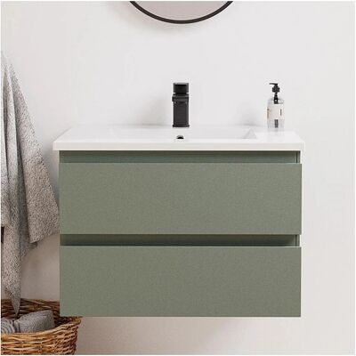 Conjunto de baño Mob-in Sorrento - MDF verde, lavabo cerámico, grifo negro Conjunto de baño Mob-in Sorrento - MDF verde, lavabo cerámico, grifo negro