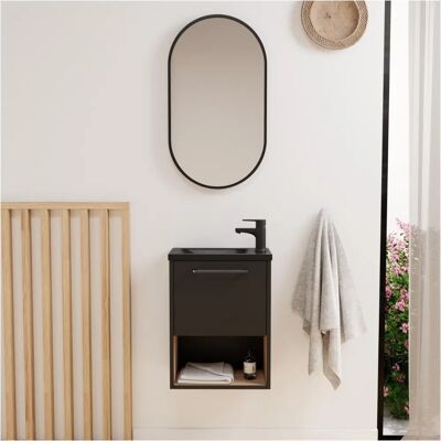 MOB-IN - NIKA - Roble/Blanco - Montado en la pared - mueble lavabo MOB-IN - NIKA - Roble/Blanco - Montado en la pared - mueble lavabo