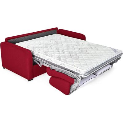 METZ - Grand canapé convertible 4 places - Tweed - Rouge - Sofa bed - Publicité METZ - Grand canapé convertible 4 places - Tweed - Rouge - Sofa bed - Publicité
