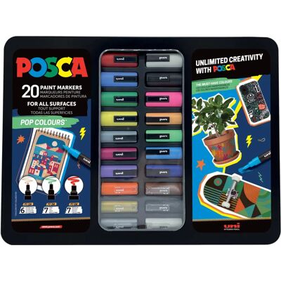 POSCA Malstifte - Pop Farben - Blechdose mit 20 Farben POSCA Malstifte - Pop Farben - Blechdose mit 20 Farben