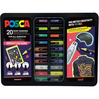 POSCA Paint Markers - Groovy Colours - Blechdose mit 20 verschiedenen Farben POSCA Paint Markers - Groovy Colours - Blechdose mit 20 verschiedenen Farben
