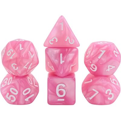 Ensemble de Dés Rose Nacré - Accessoires Jeux de Rôle - Publicité Ensemble de Dés Rose Nacré - Accessoires Jeux de Rôle - Publicité