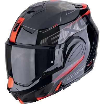 Scorpion EXO-TECH EVO TRAVELLER - Vielseitiger Modularhelm - Schwarz-Rot - Motorradhelm Scorpion EXO-TECH EVO TRAVELLER - Vielseitiger Modularhelm - Schwarz-Rot - Motorradhelm