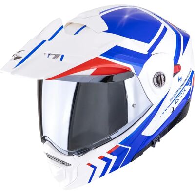 Scorpion Lewis Modular Adventure Motorcycle Helmet - White/Blue/Red - S Scorpion Lewis Modular Adventure Motorcycle Helmet - White/Blue/Red - S