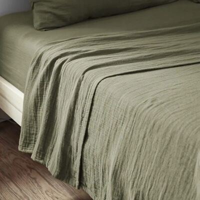 Housse De Rêve - Drap Plat 240x300 - 240x300 cm - gaze de coton romarin - Flat sheet - Publicité Housse De Rêve - Drap Plat 240x300 - 240x300 cm - gaze de coton romarin - Flat sheet - Publicité