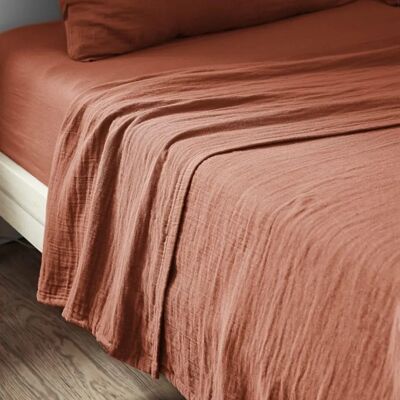 Housse De Rêve - Drap Plat 240x300 Gaze De Coton Terracotta - Drap plat - Publicité Housse De Rêve - Drap Plat 240x300 Gaze De Coton Terracotta - Drap plat - Publicité