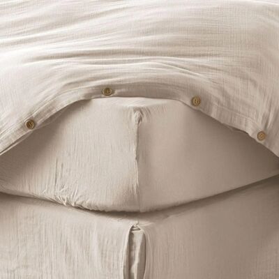 Housse De Rêve - Drap Housse 180x200 - Gaze Coton Naturel - Sheet - Publicité Housse De Rêve - Drap Housse 180x200 - Gaze Coton Naturel - Sheet - Publicité