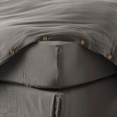 Housse De Rêve - Drap Housse 180x200 - Gaze coton Granit - Fitted sheet - Publicité Housse De Rêve - Drap Housse 180x200 - Gaze coton Granit - Fitted sheet - Publicité