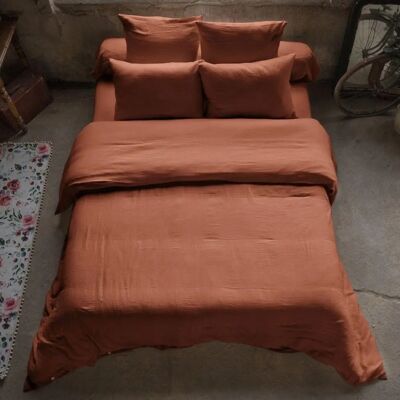 Funda de edredón de gasa de algodón Housse De Rêve - 220x240cm - Terracota - Ropa de cama Funda de edredón de gasa de algodón Housse De Rêve - 220x240cm - Terracota - Ropa de cama