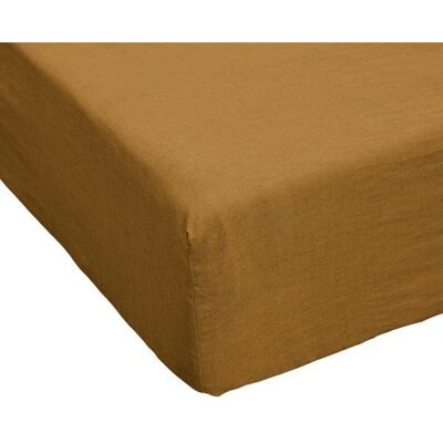Housse De Reve - Drap Housse 140x190 Lin - Caramel - Drap Housse - Publicité Housse De Reve - Drap Housse 140x190 Lin - Caramel - Drap Housse - Publicité