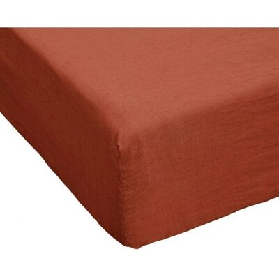 Housse De Rêve - Drap Housse 180x200 Lin Paprika - drap plat - Publicité Housse De Rêve - Drap Housse 180x200 Lin Paprika - drap plat - Publicité