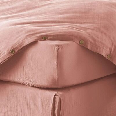 Housse De Rêve - 200x200 cm Cotton Gauze - Rose - Drap housse - Publicité Housse De Rêve - 200x200 cm Cotton Gauze - Rose - Drap housse - Publicité