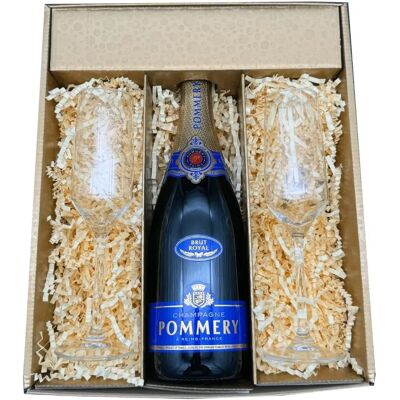 Pommery Brut Royal - Champagne avec Flûtes - 75cl - Publicité Pommery Brut Royal - Champagne avec Flûtes - 75cl - Publicité